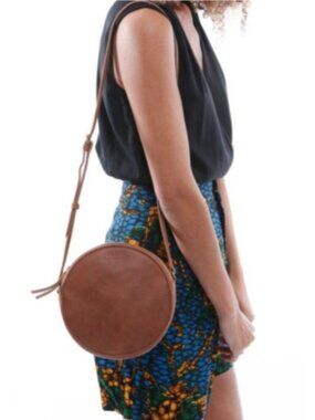 Madewell Leather Circle Crossbody Bag Brown Round Saddle Boho Minimalist